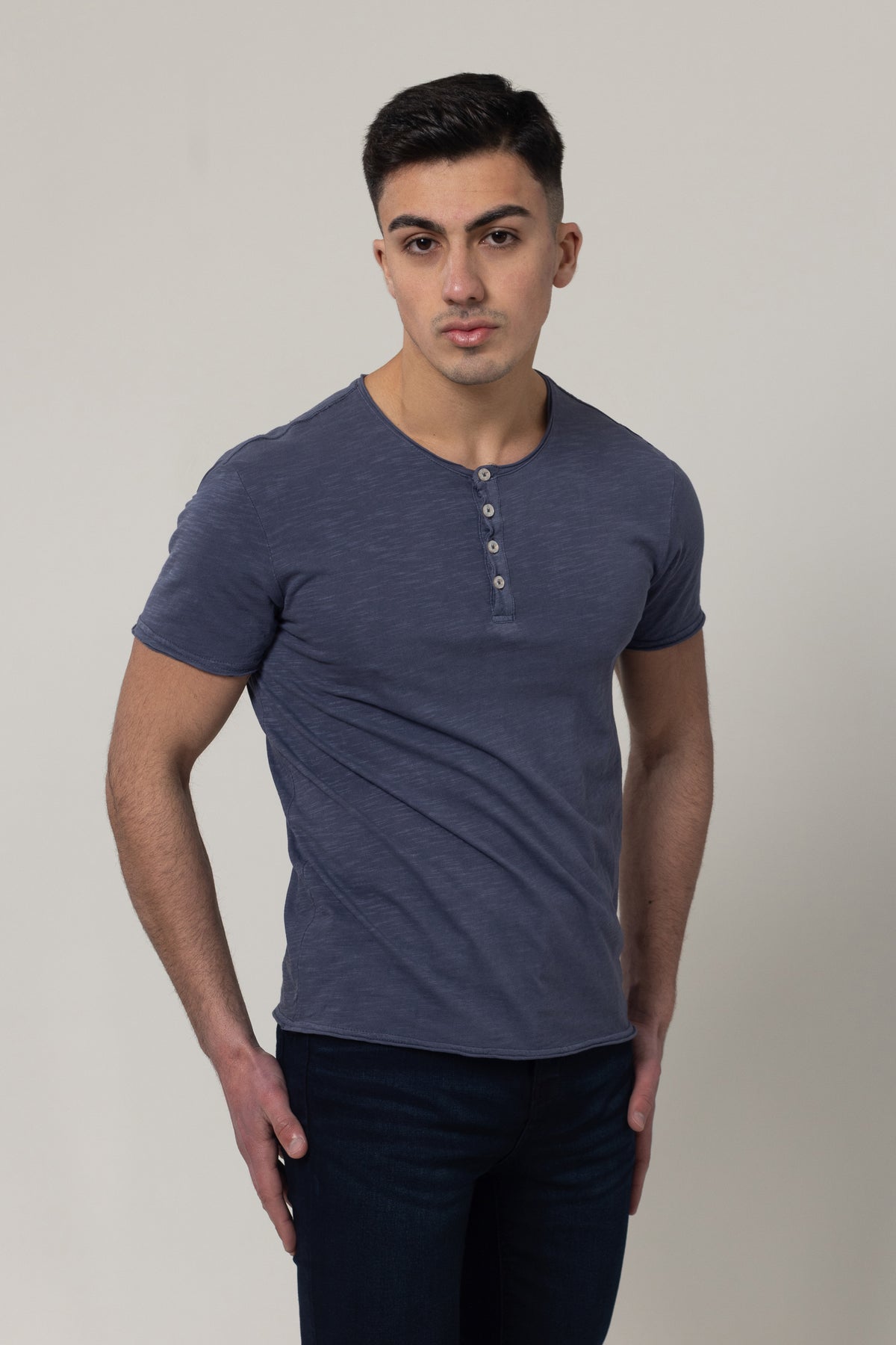 Washer Round Neck T-Shirt - Navy