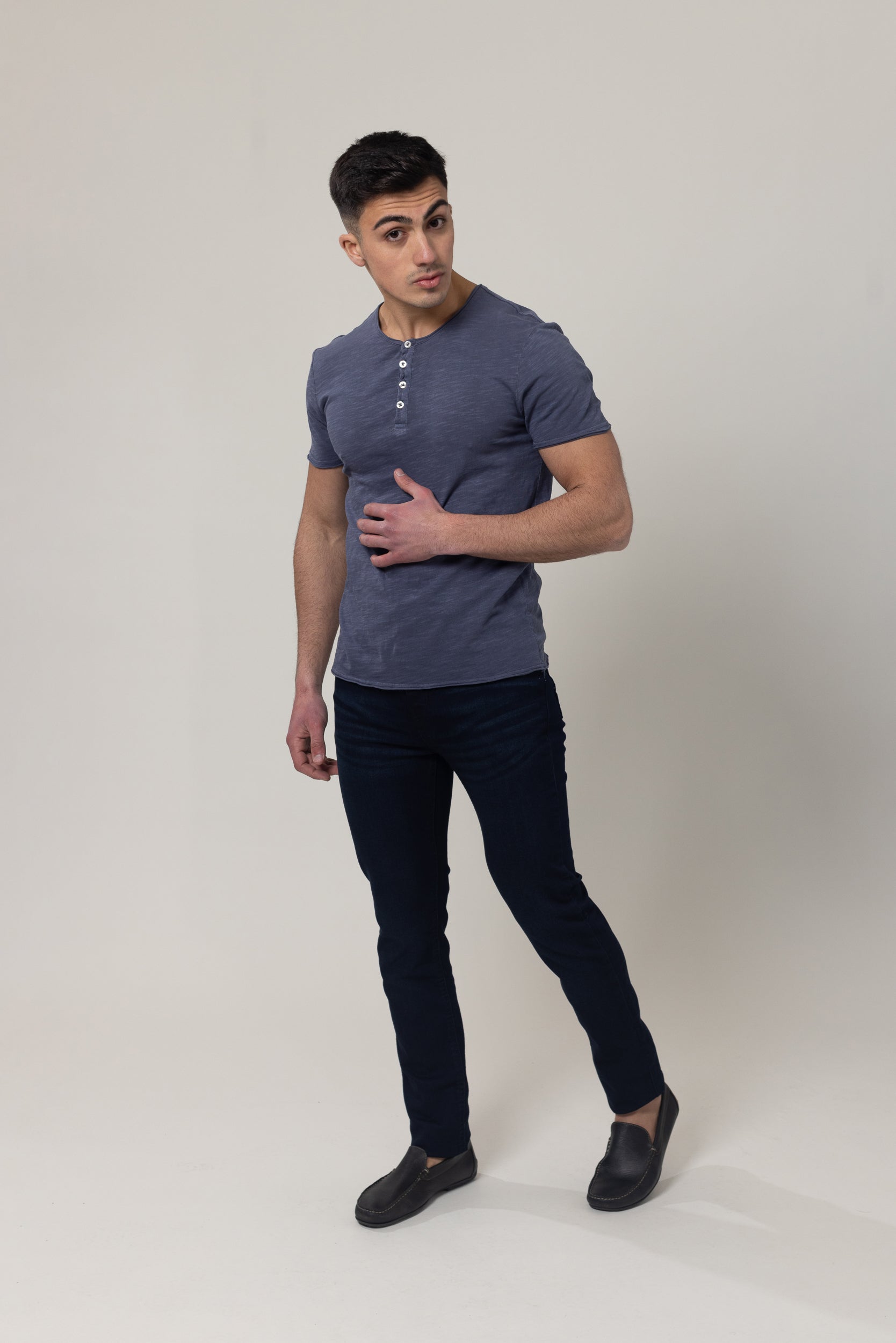 Washer Round Neck T-Shirt - Navy