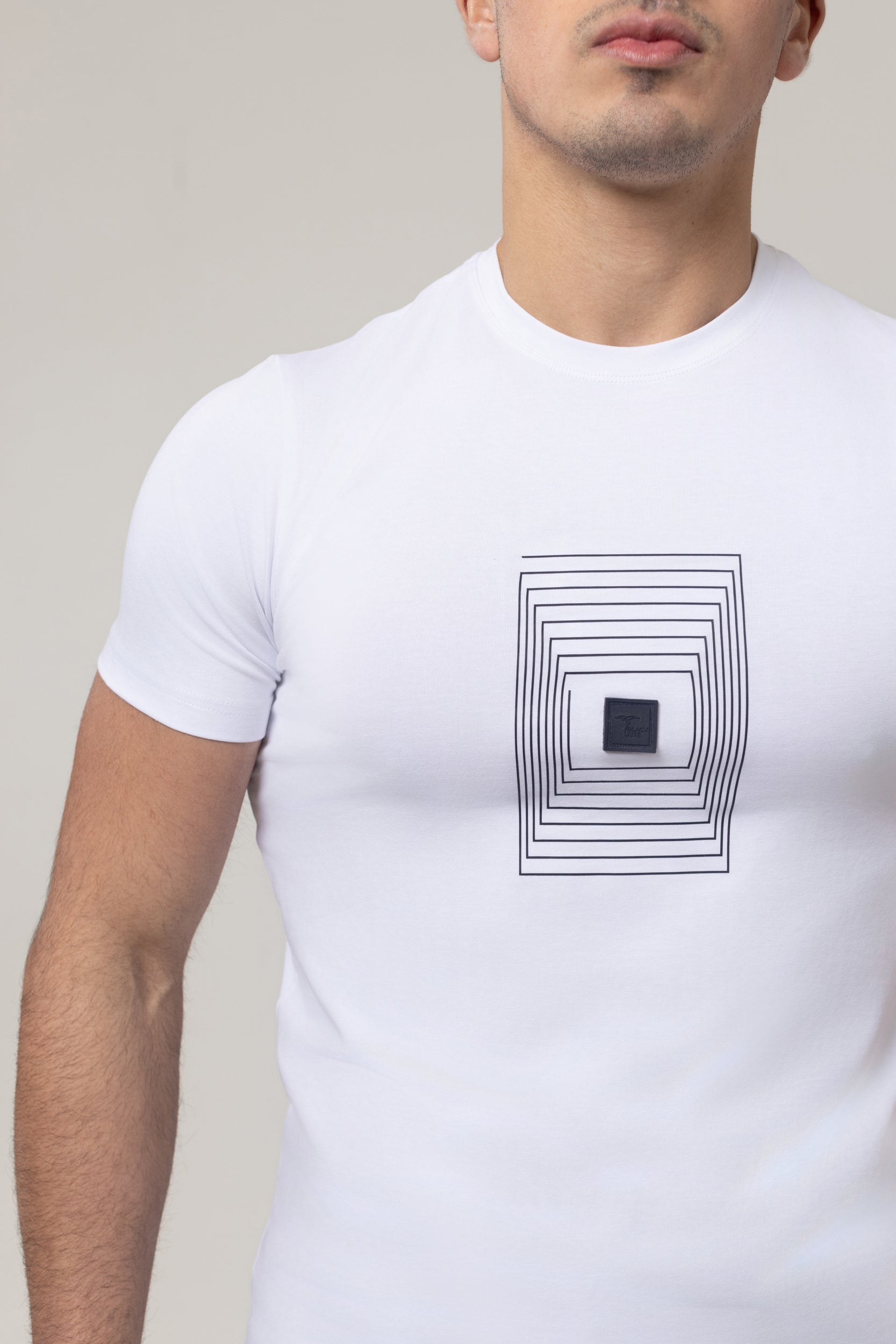 T-Shirt Cotton Lycra Round Neck Rubber Print - White