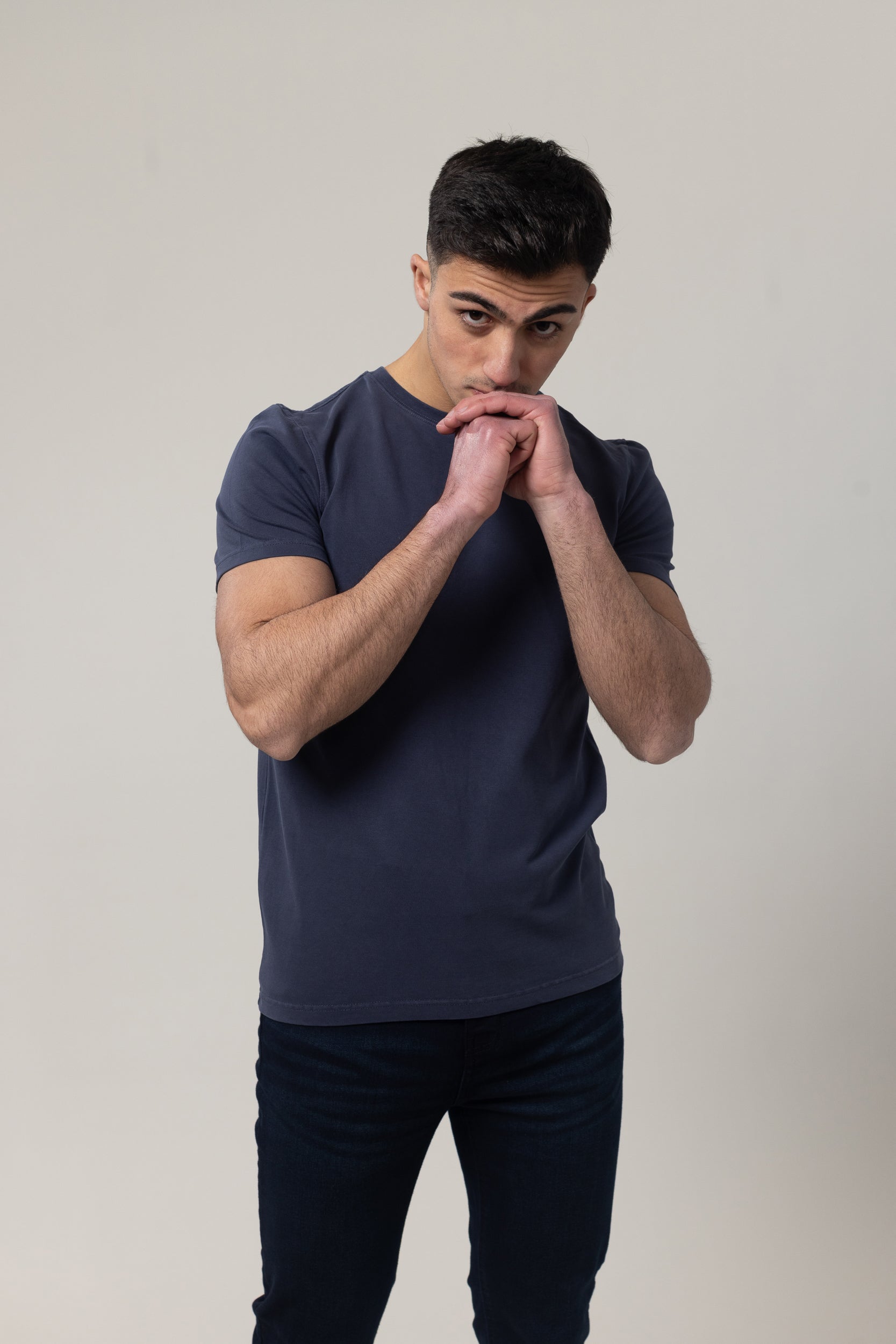 Washer Round Neck Pique - Navy