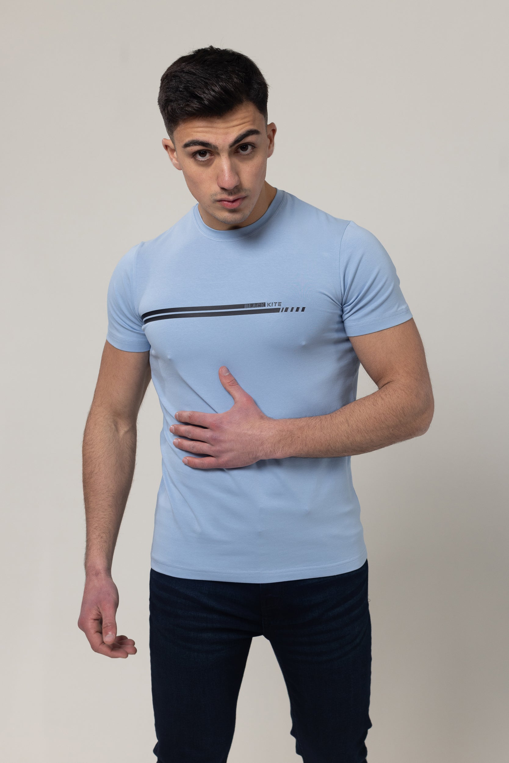 T-Shirt Cotton Lycra Round Neck - Blue
