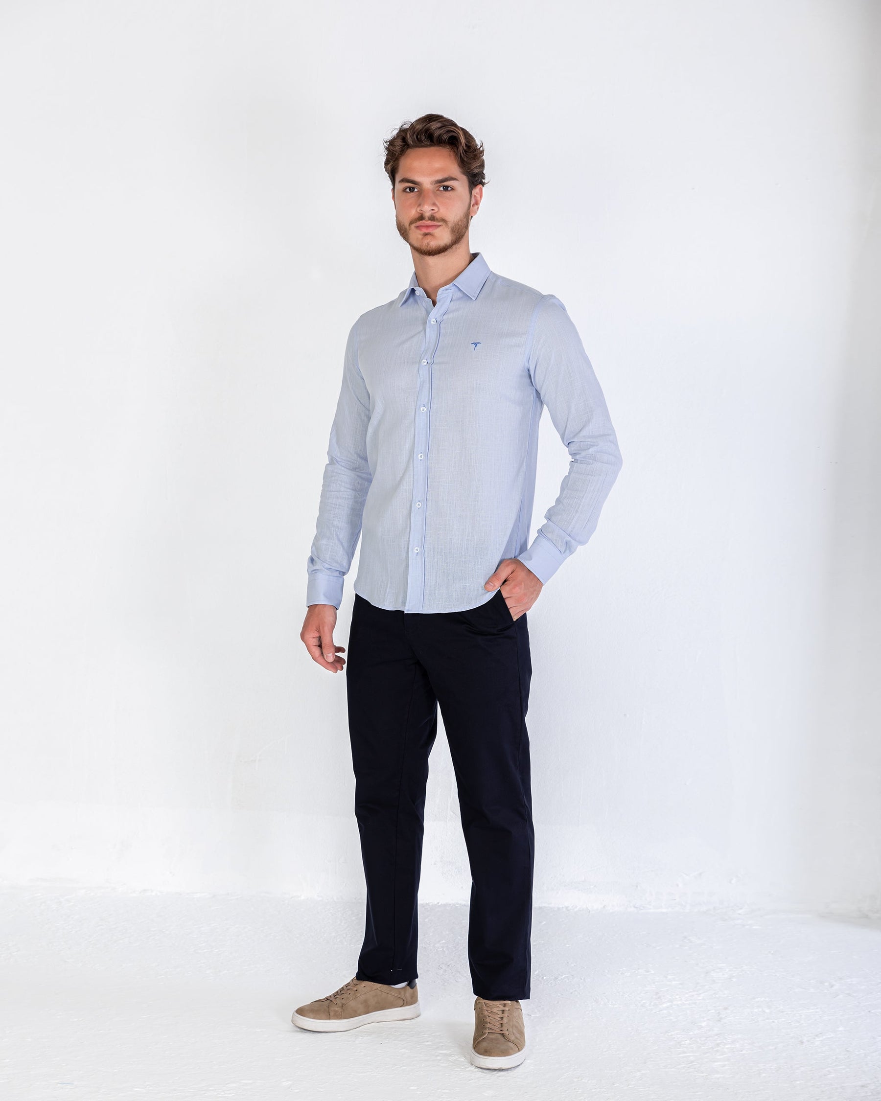 Shirt Linen Cotton - Light Blue