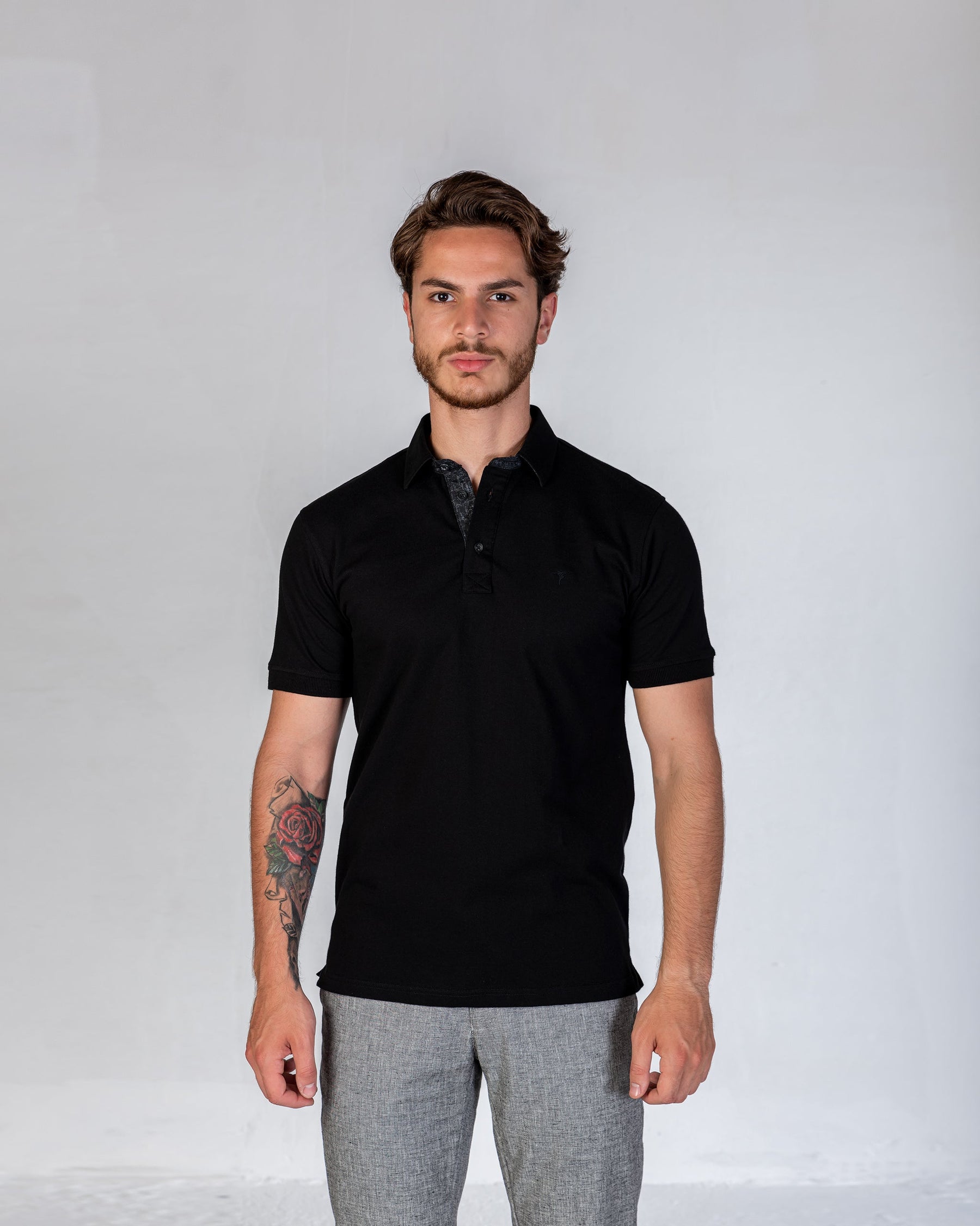 T-Shirt Polo Plain Garniture - Black