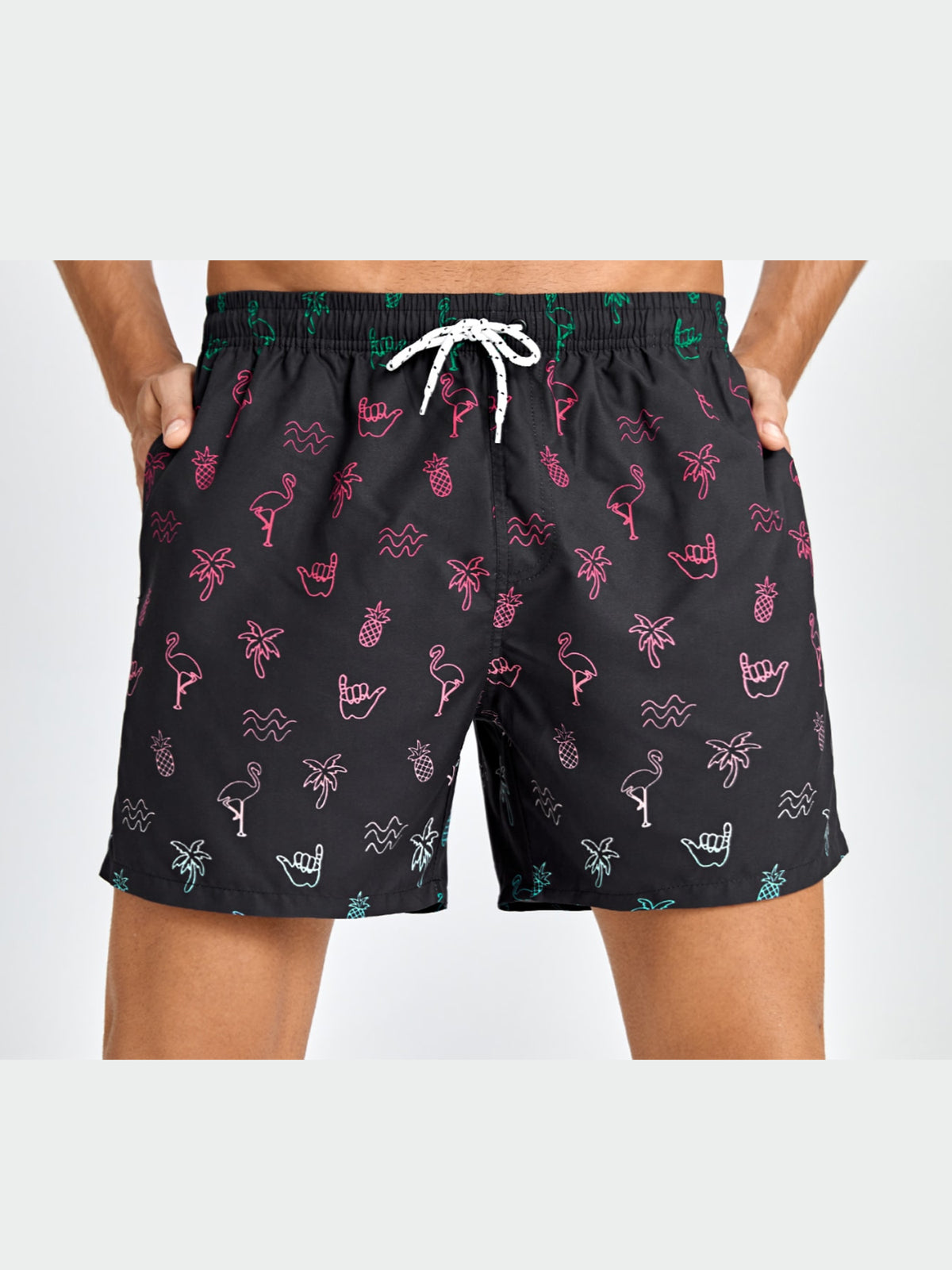 Printed Swim Shorts - Flamingo