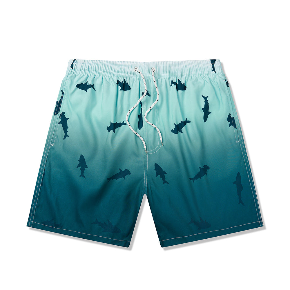 Printed Swim Shorts - Shark Aqua