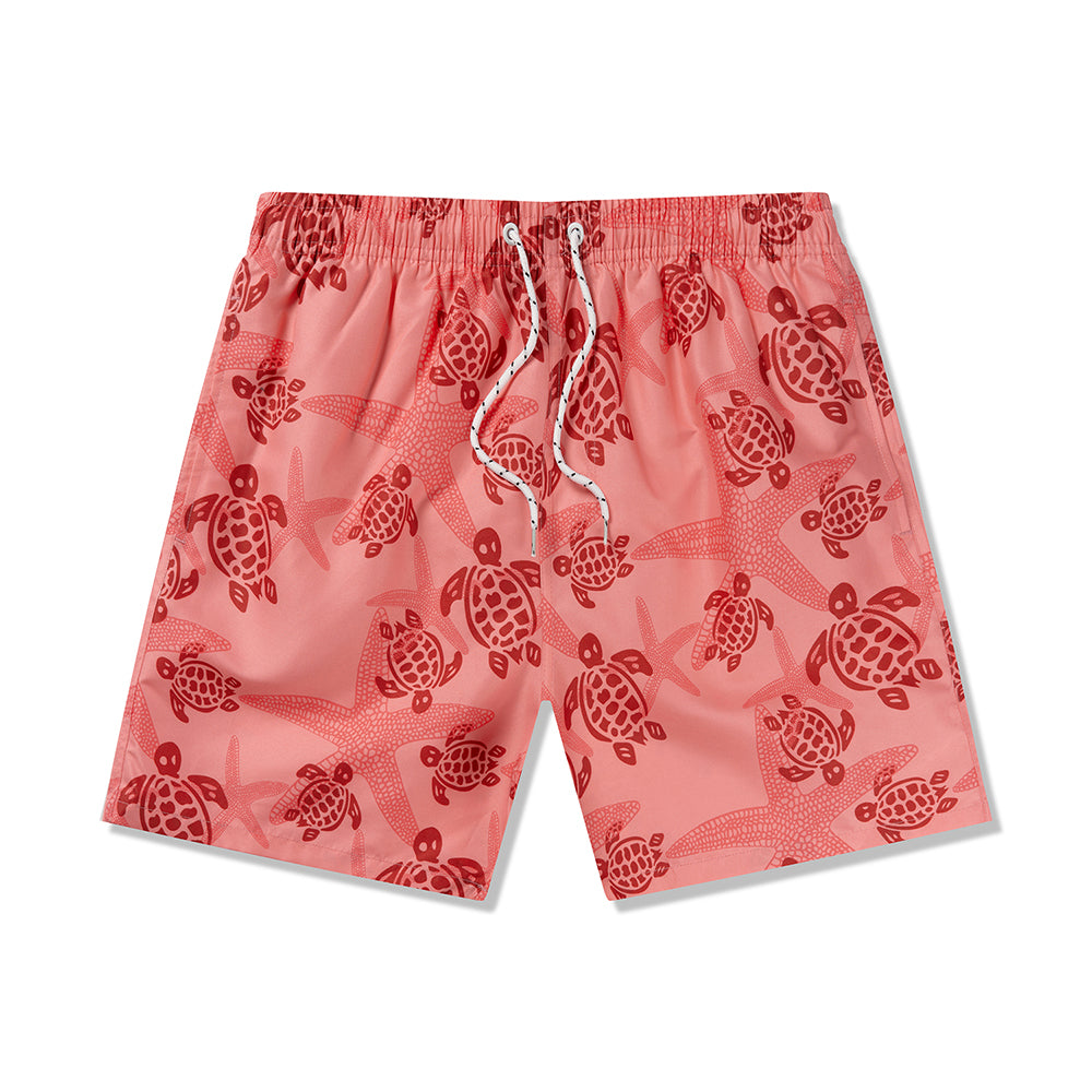 Printed Swim Shorts - Turtle Red