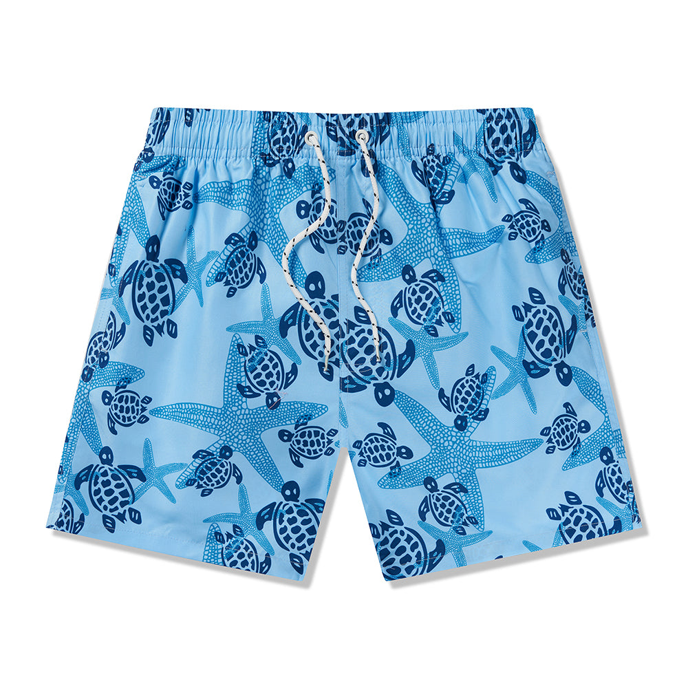 Printed Swim Shorts - Turtle Blue
