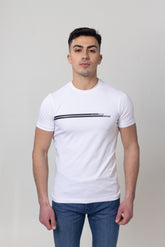 T-Shirt Cotton Lycra Round Neck  - White