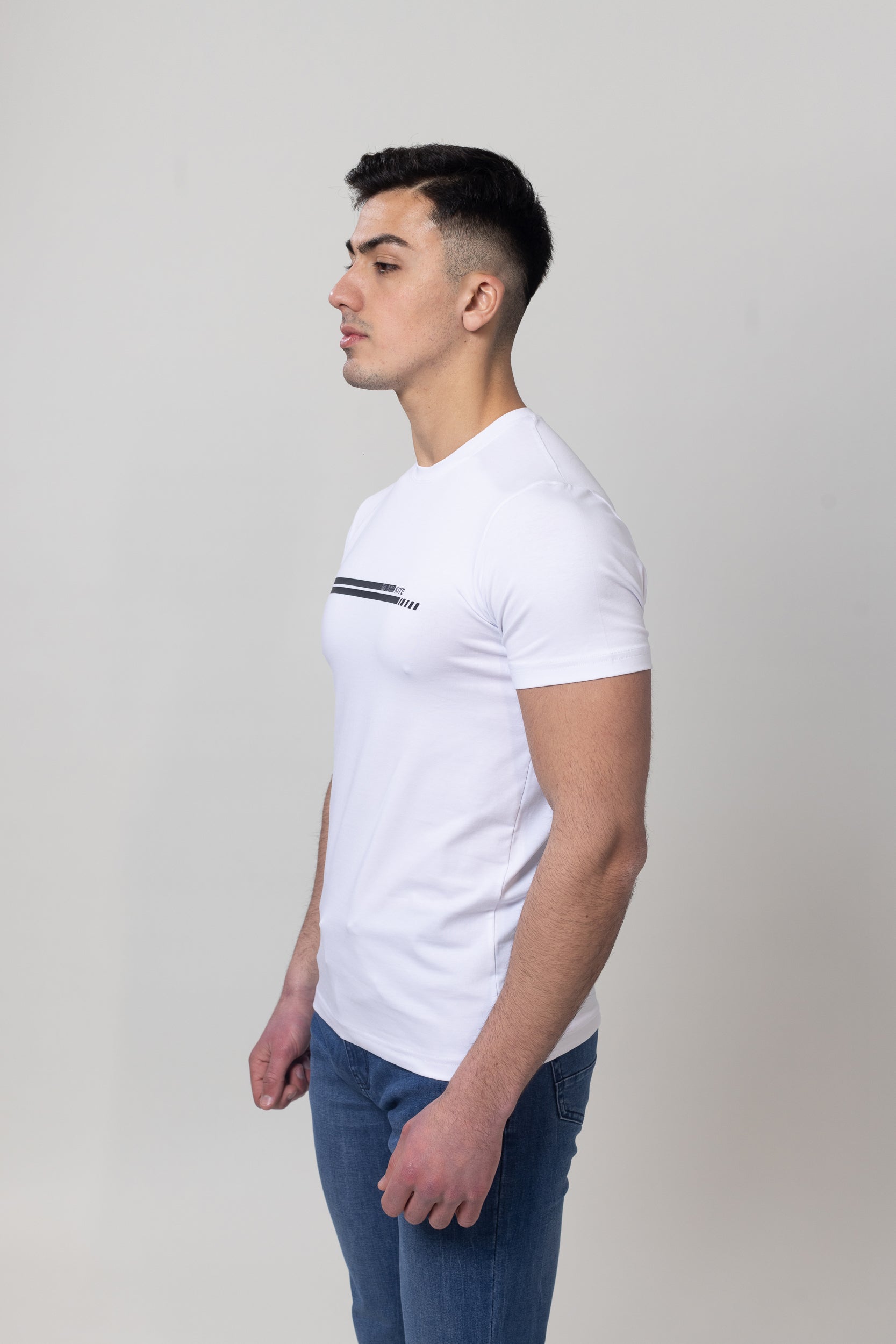 T-Shirt Cotton Lycra Round Neck  - White