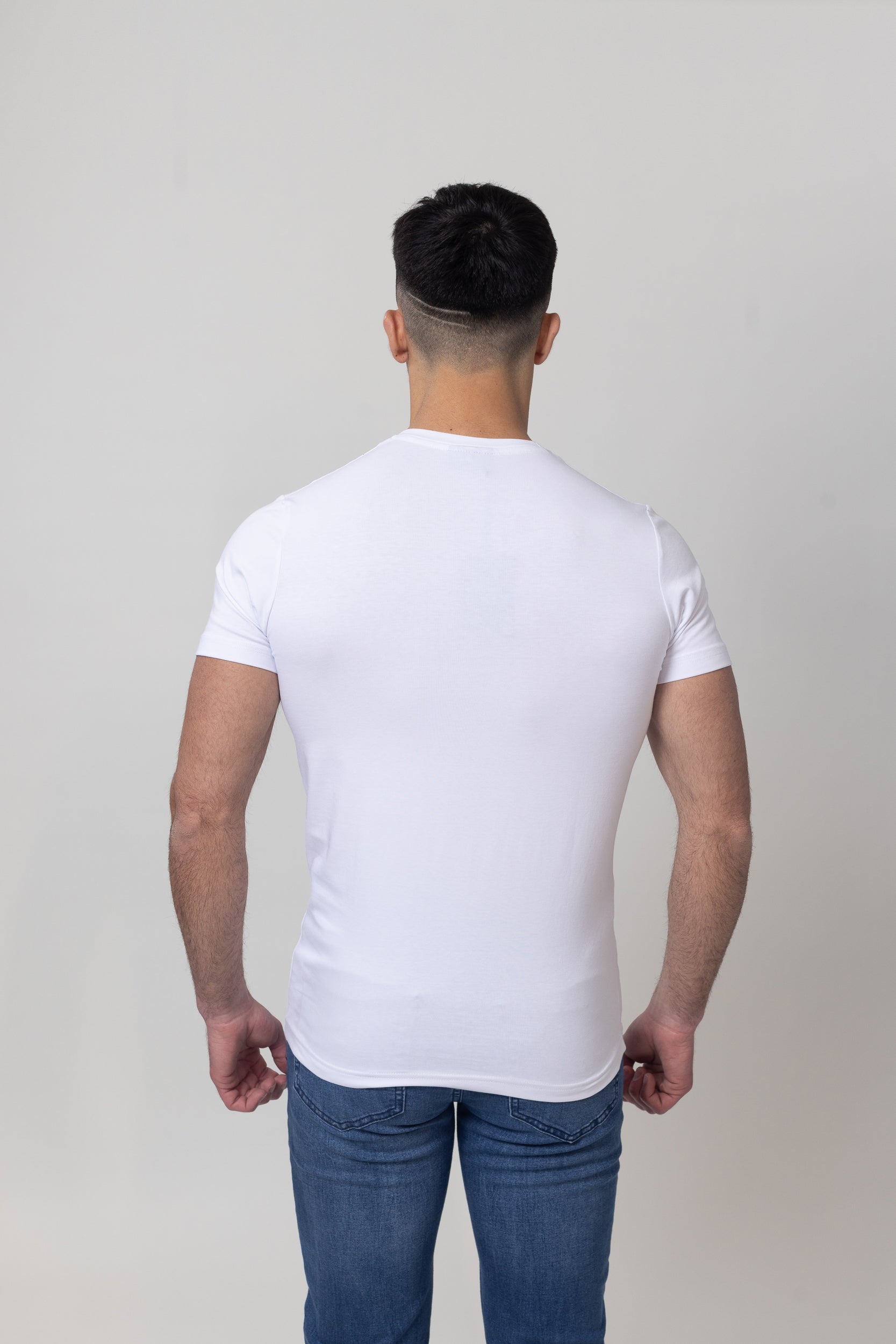 T-Shirt Cotton Lycra Round Neck  - White