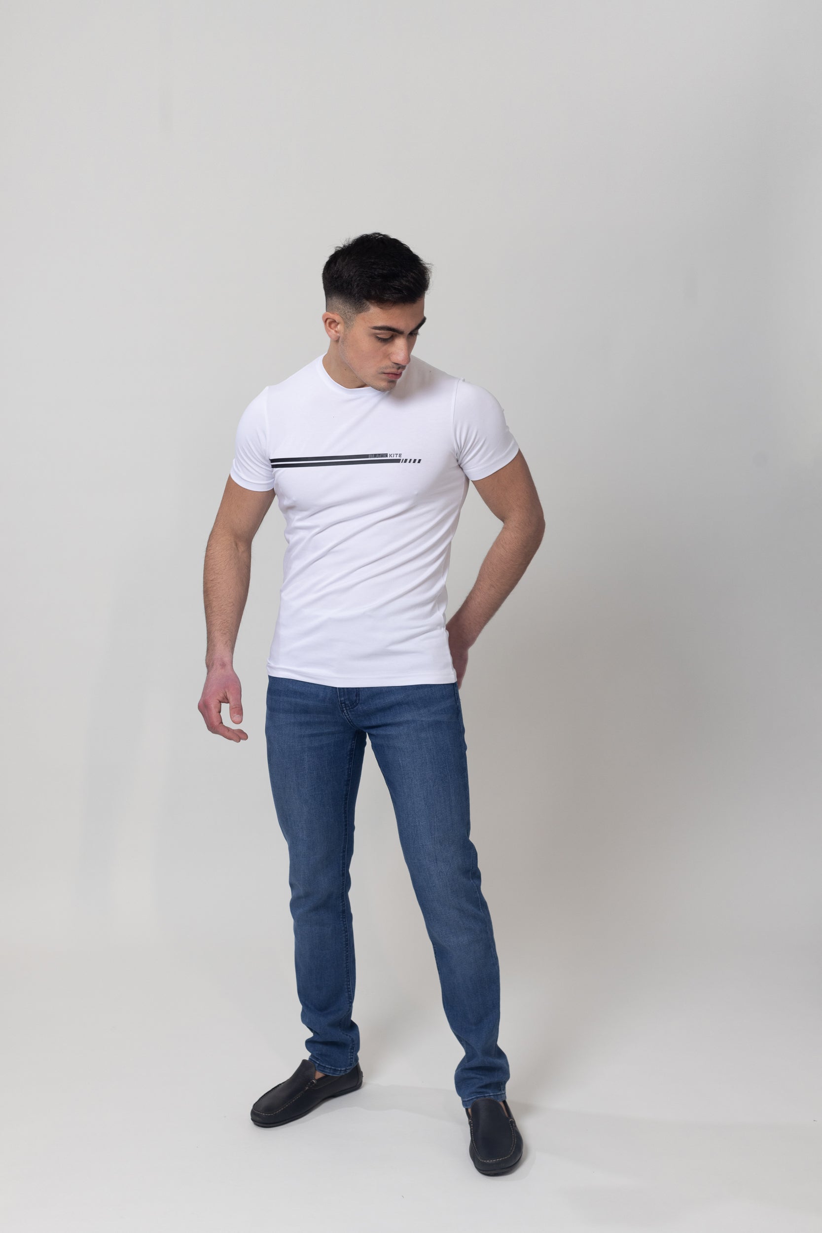 T-Shirt Cotton Lycra Round Neck  - White