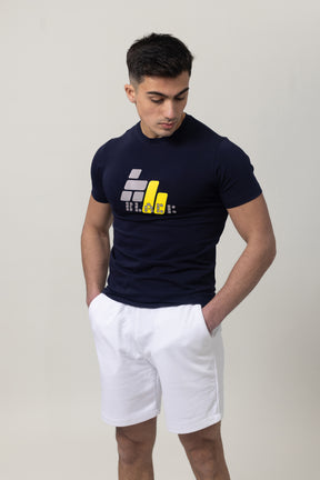 T-Shirt Cotton Lycra Round Neck  - Navy