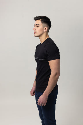 T-Shirt Cotton Lycra Round Neck  - Black