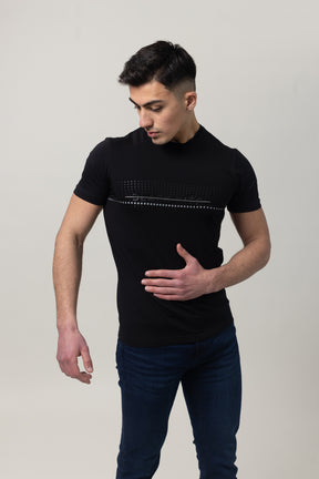 T-Shirt Cotton Lycra Round Neck  - Black