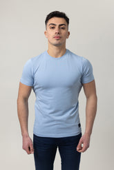 T-Shirt Cotton Lycra Round Neck  - Blue