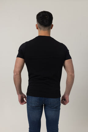 T-Shirt Cotton Lycra Round Neck  - Black