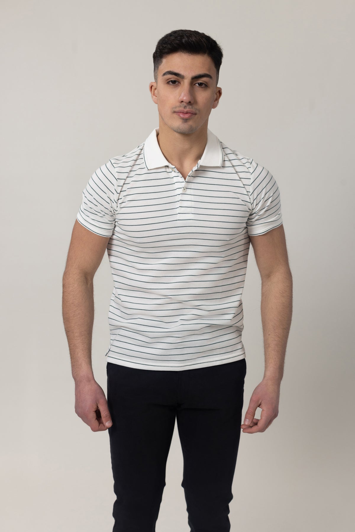 Yarn Dye Pique Polo T-Shirt - White