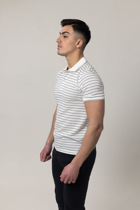 Yarn Dye Pique Polo T-Shirt - White