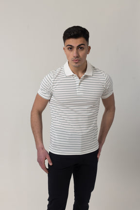 Yarn Dye Pique Polo T-Shirt - White