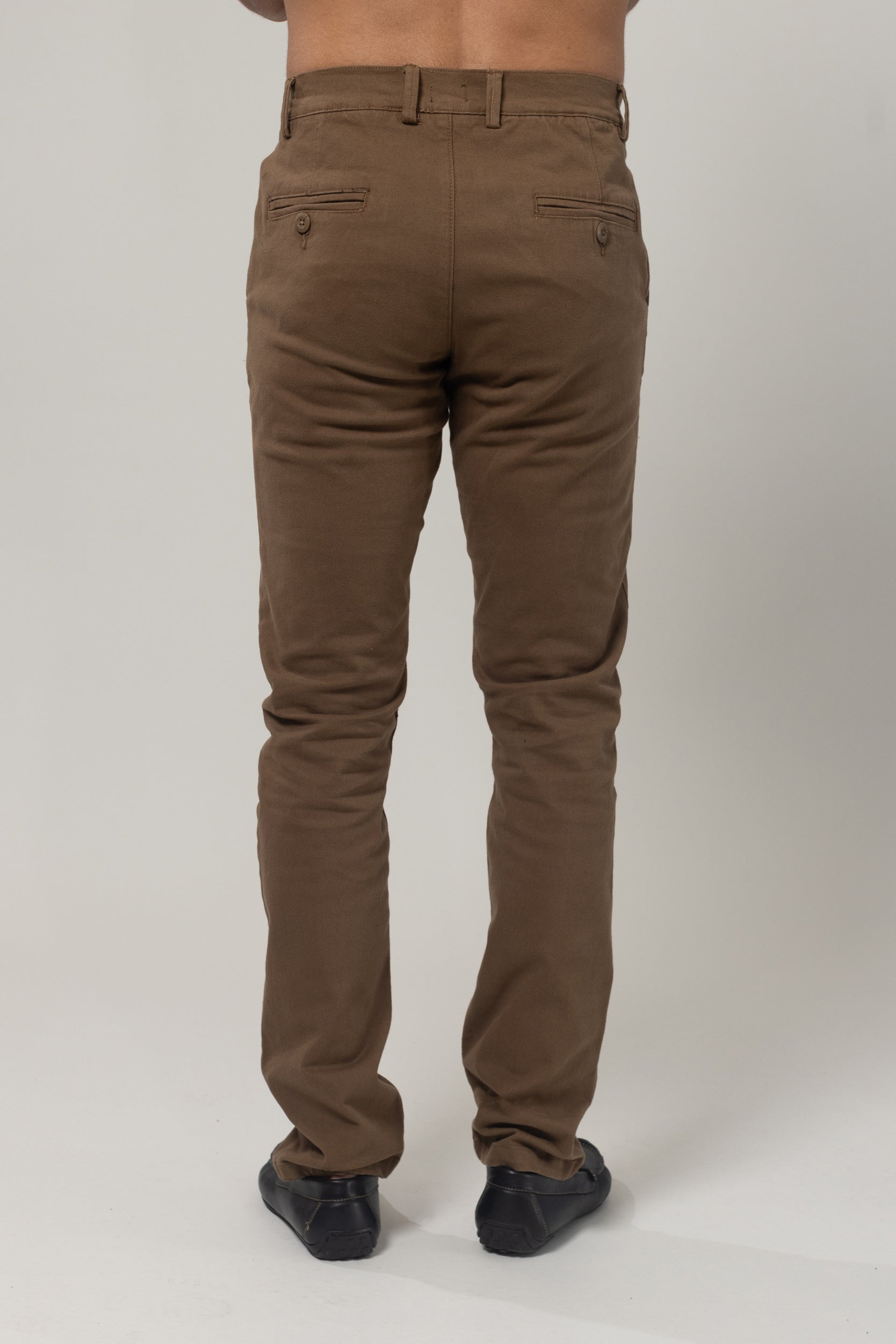 Plain Twill Cotton Pants with Lycra - Slim - Kaki