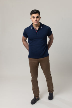 Pique Polo T-Shirt - Navy