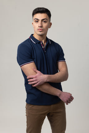 Pique Polo T-Shirt - Navy