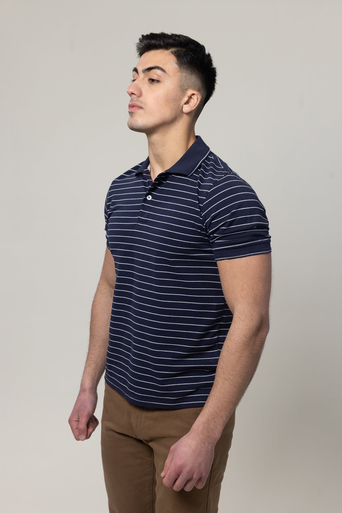 Yarn Dye Pique Polo T-Shirt - Navy