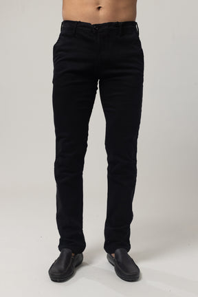 Plain Twill Cotton Pants with Lycra - Slim - Navy