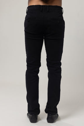 Plain Twill Cotton Pants with Lycra - Slim - Navy