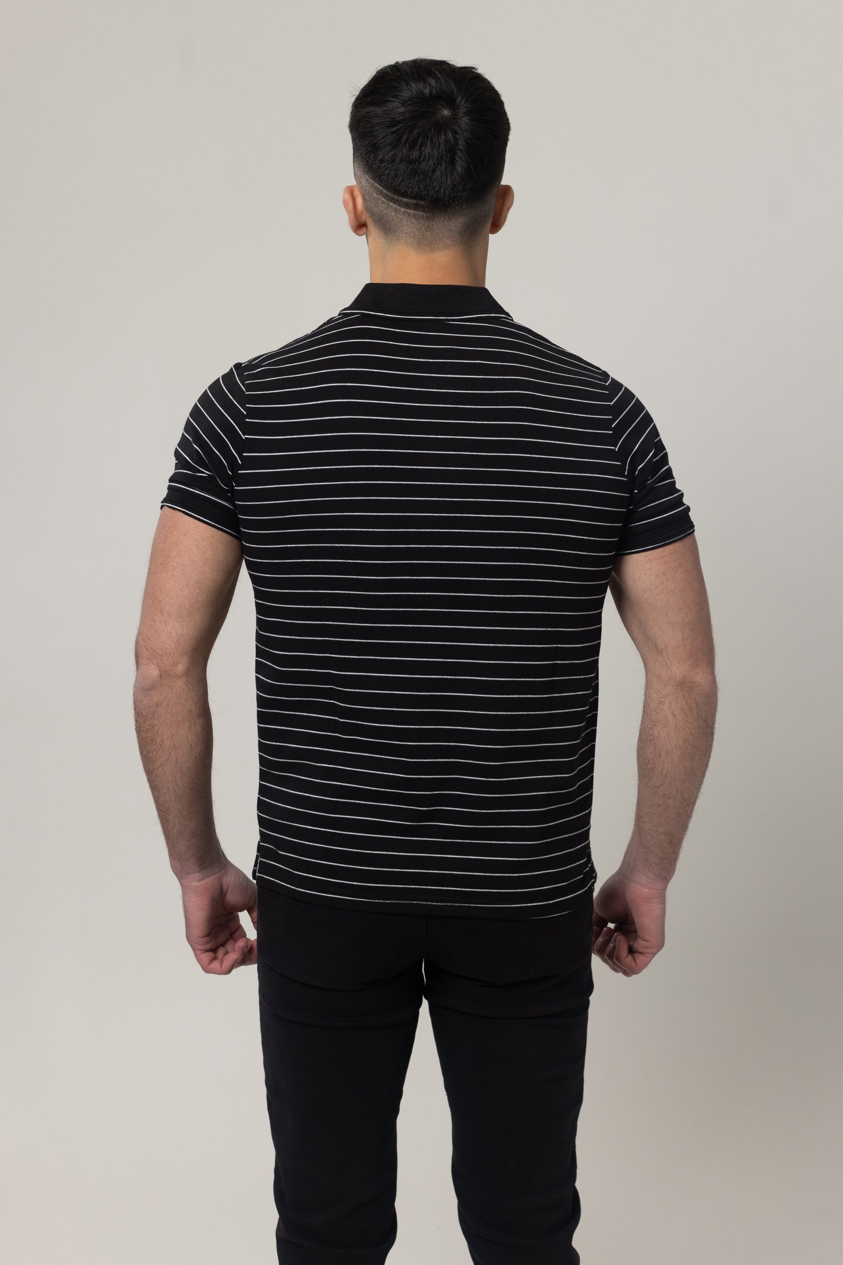 Yarn Dye Pique Polo T-Shirt - Black