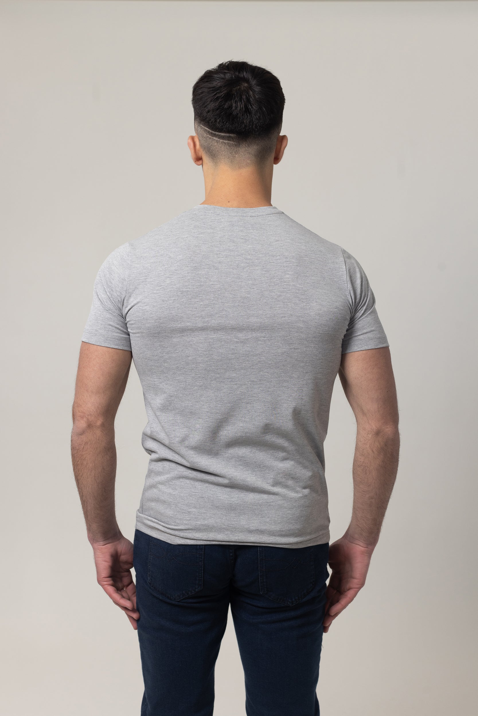 T-Shirt Cotton Lycra Round Neck Rubber Print - Grey