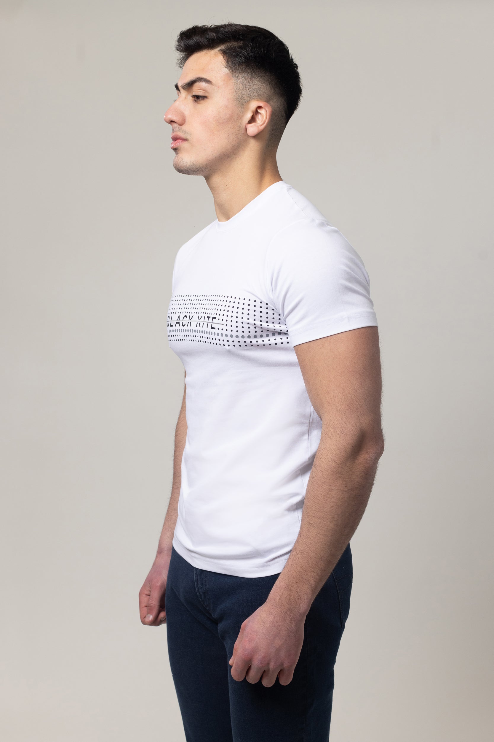 T-Shirt Cotton Lycra Round Neck  - White