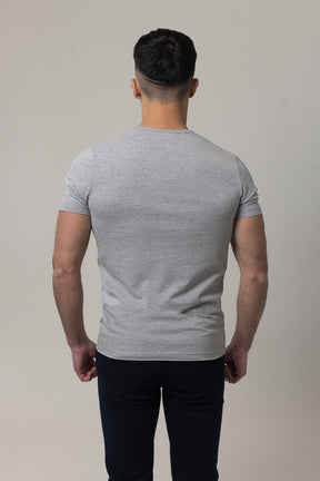 T-Shirt Cotton Lycra V- Neck  - Grey