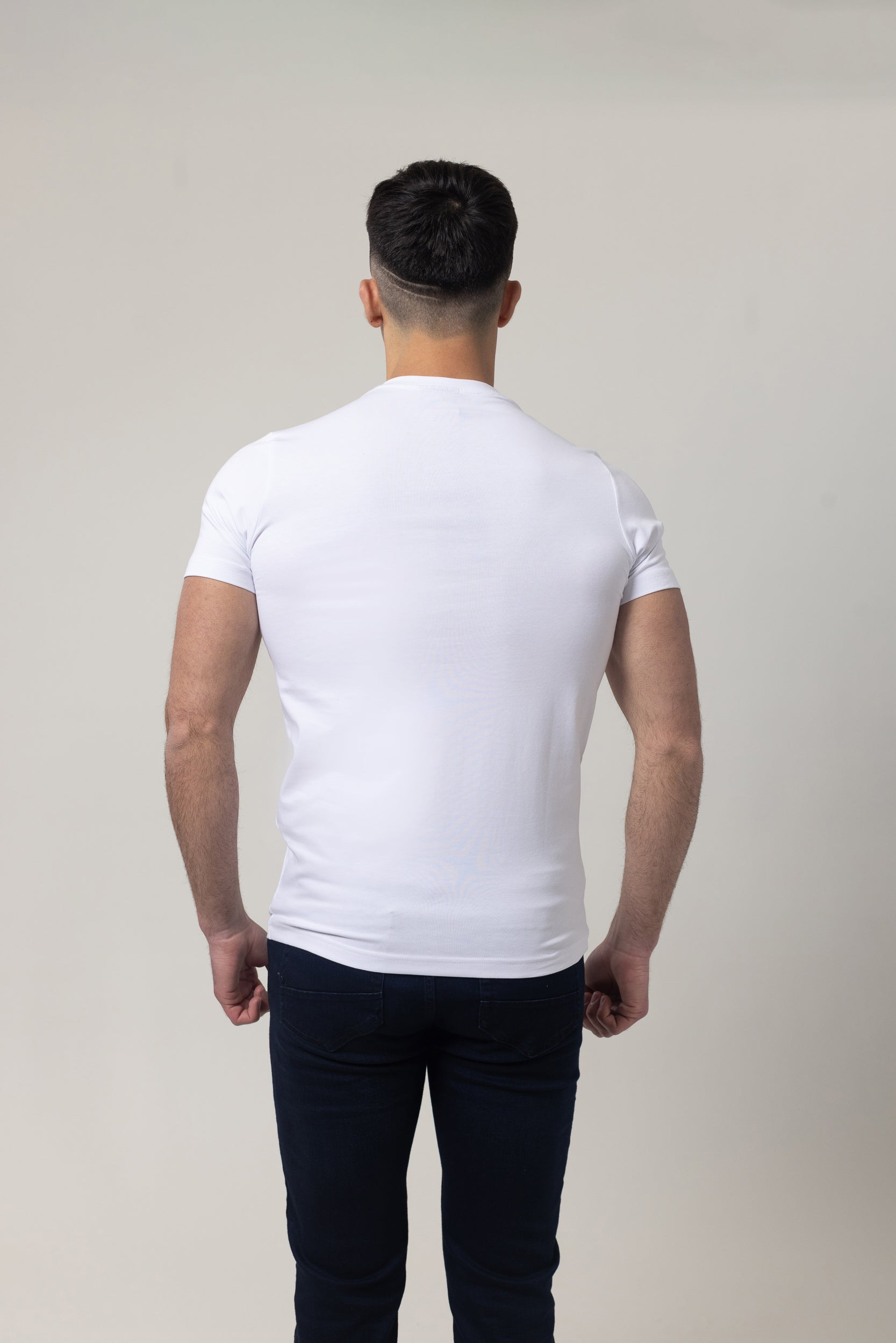 T-Shirt Cotton Lycra Round Neck Rubber Print - White