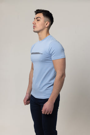 T-Shirt Cotton Lycra Round Neck  - Blue