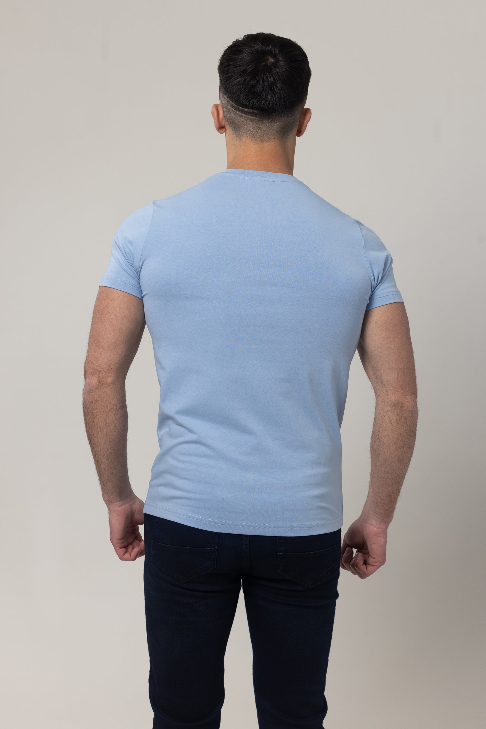 T-Shirt Cotton Lycra Round Neck  - Blue