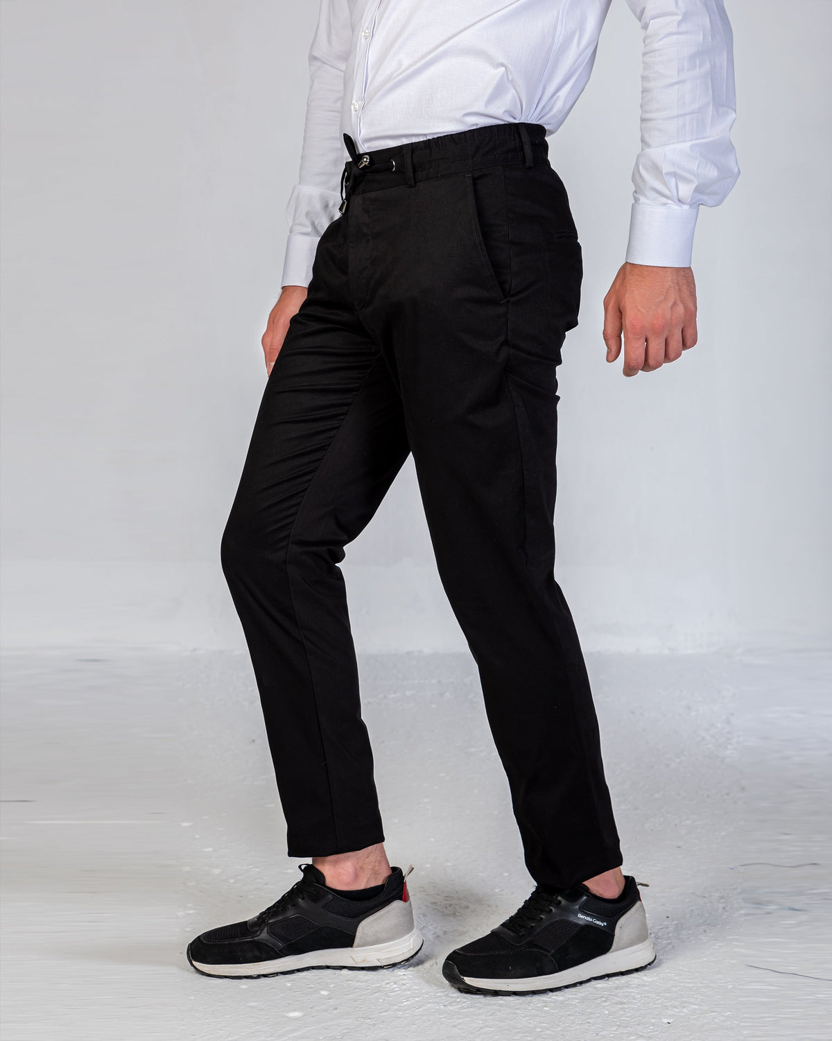 Pant Cotton Twill With Elastic Band - Black