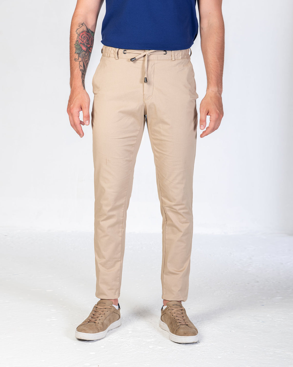Pant Cotton Twill With Elastic Band - Camel
