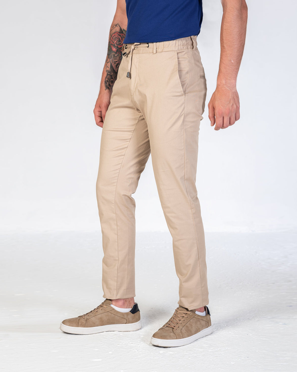 Pant Cotton Twill With Elastic Band - Camel