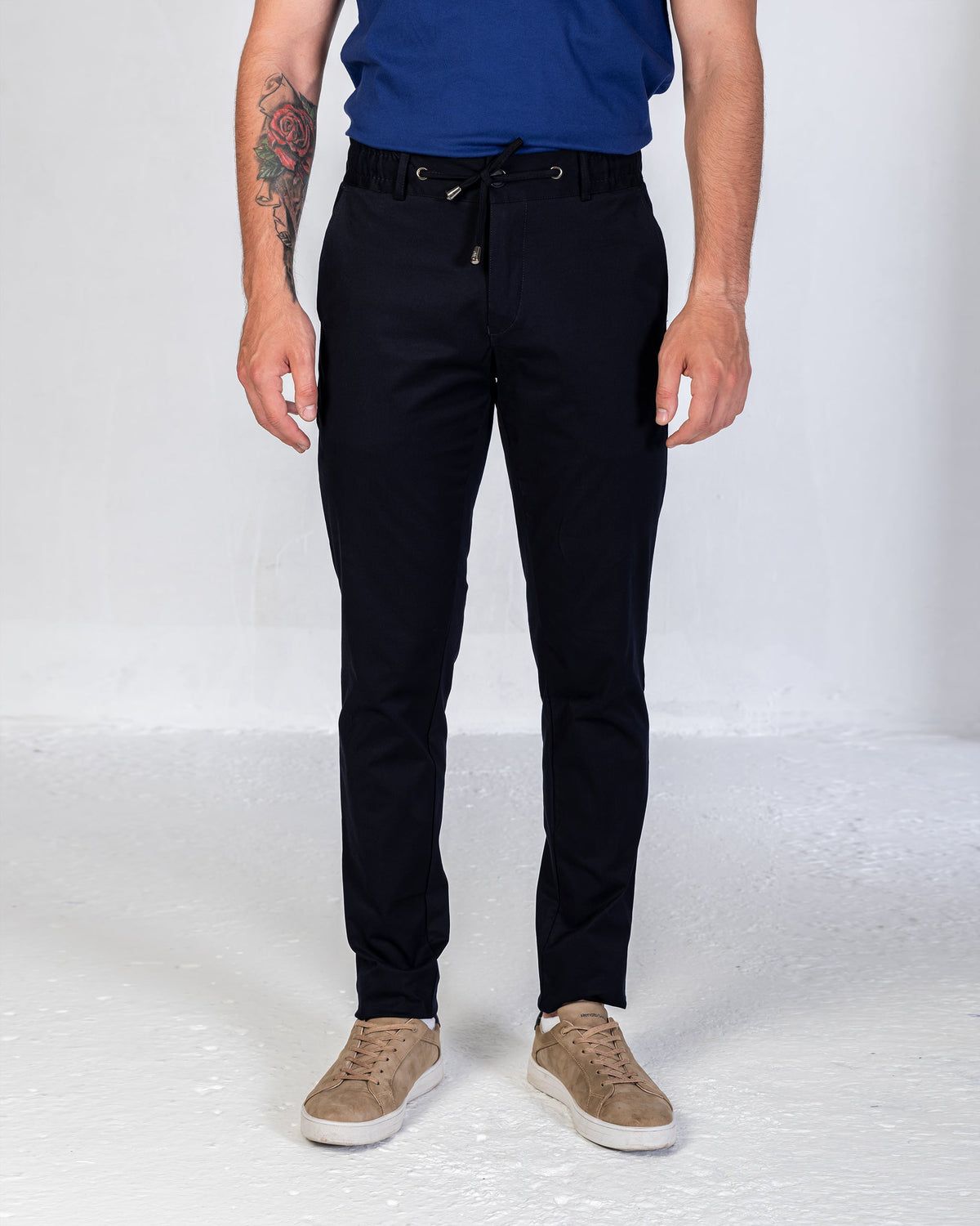 Pant Cotton Twill With Elastic Band - Navy