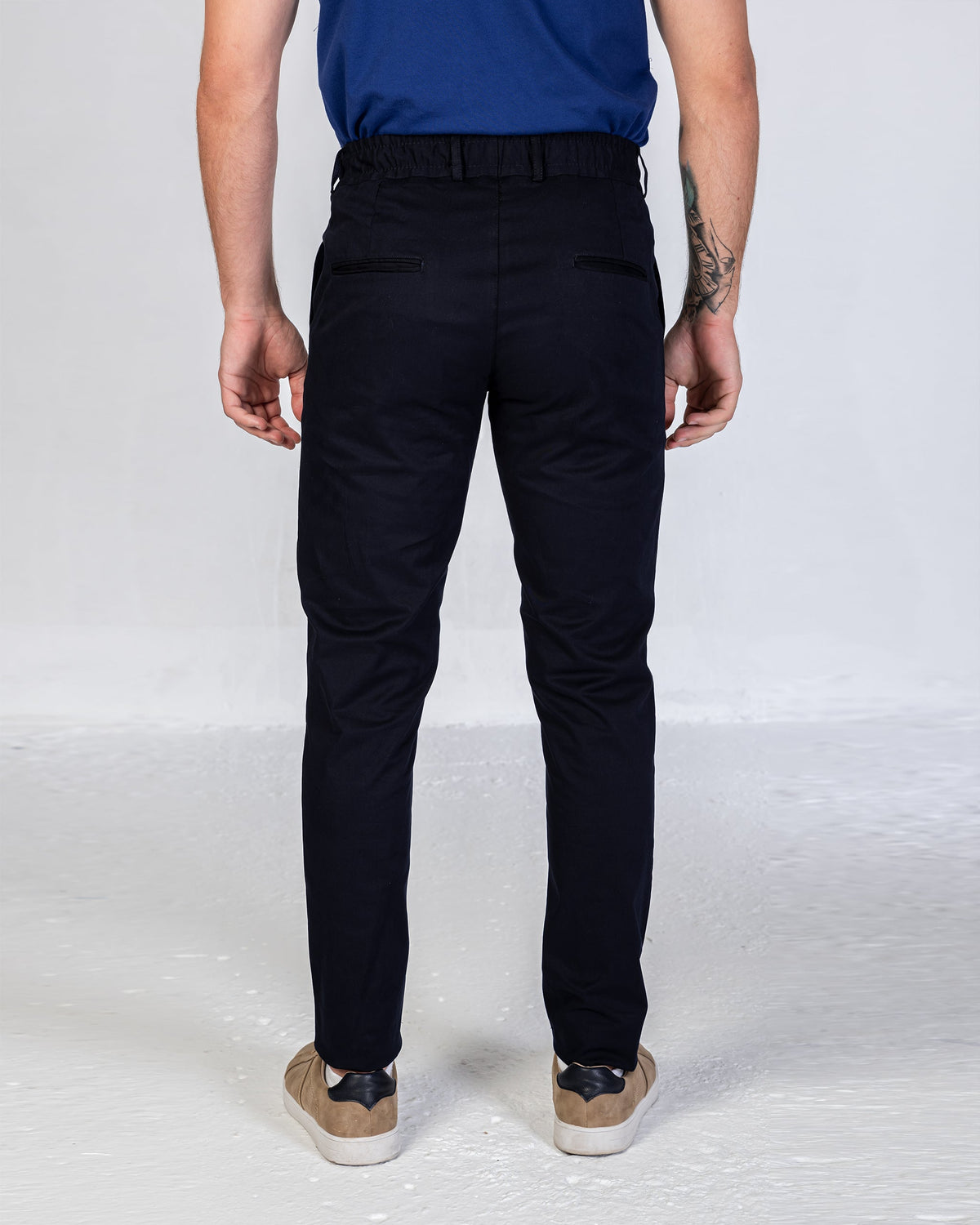 Pant Cotton Twill With Elastic Band - Navy