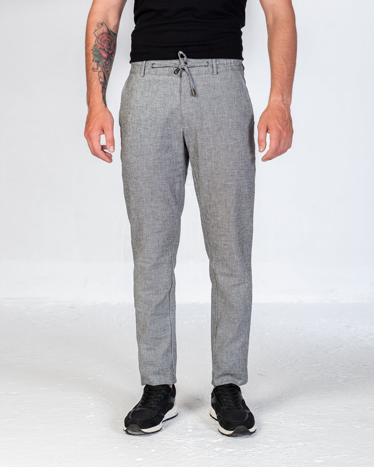 Pant Linen With Elastic Band - Grey