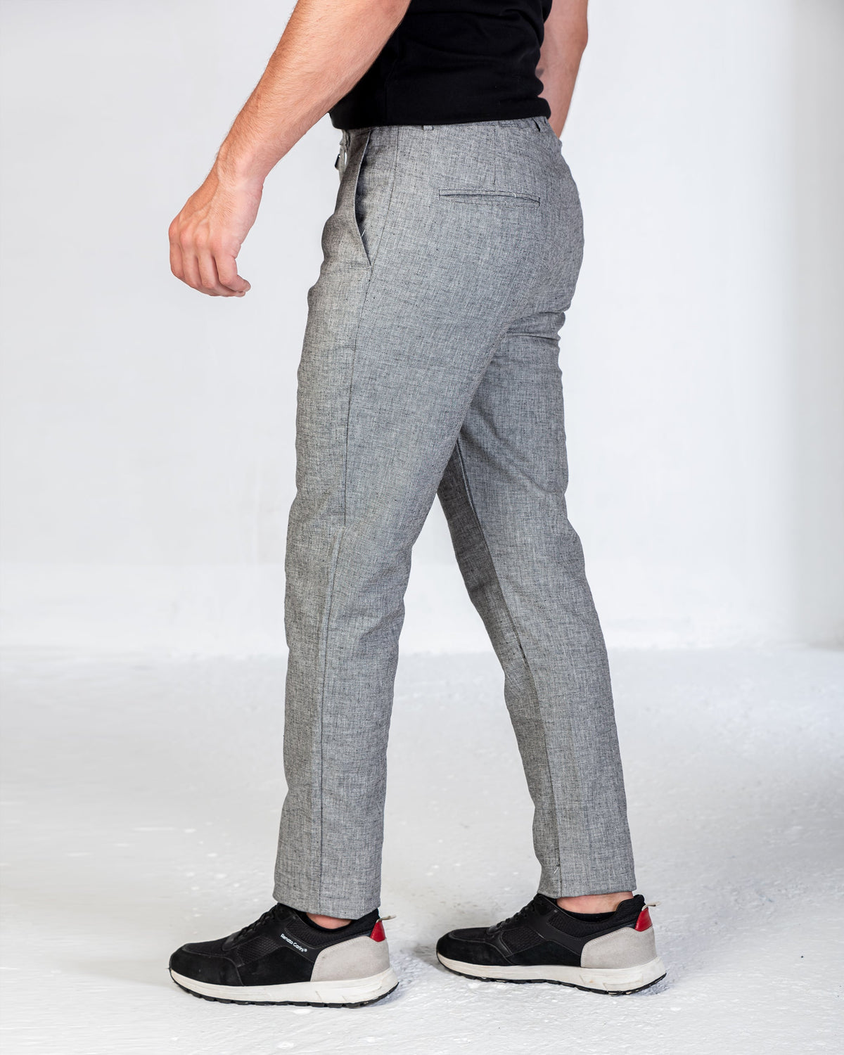 Pant Linen With Elastic Band - Grey