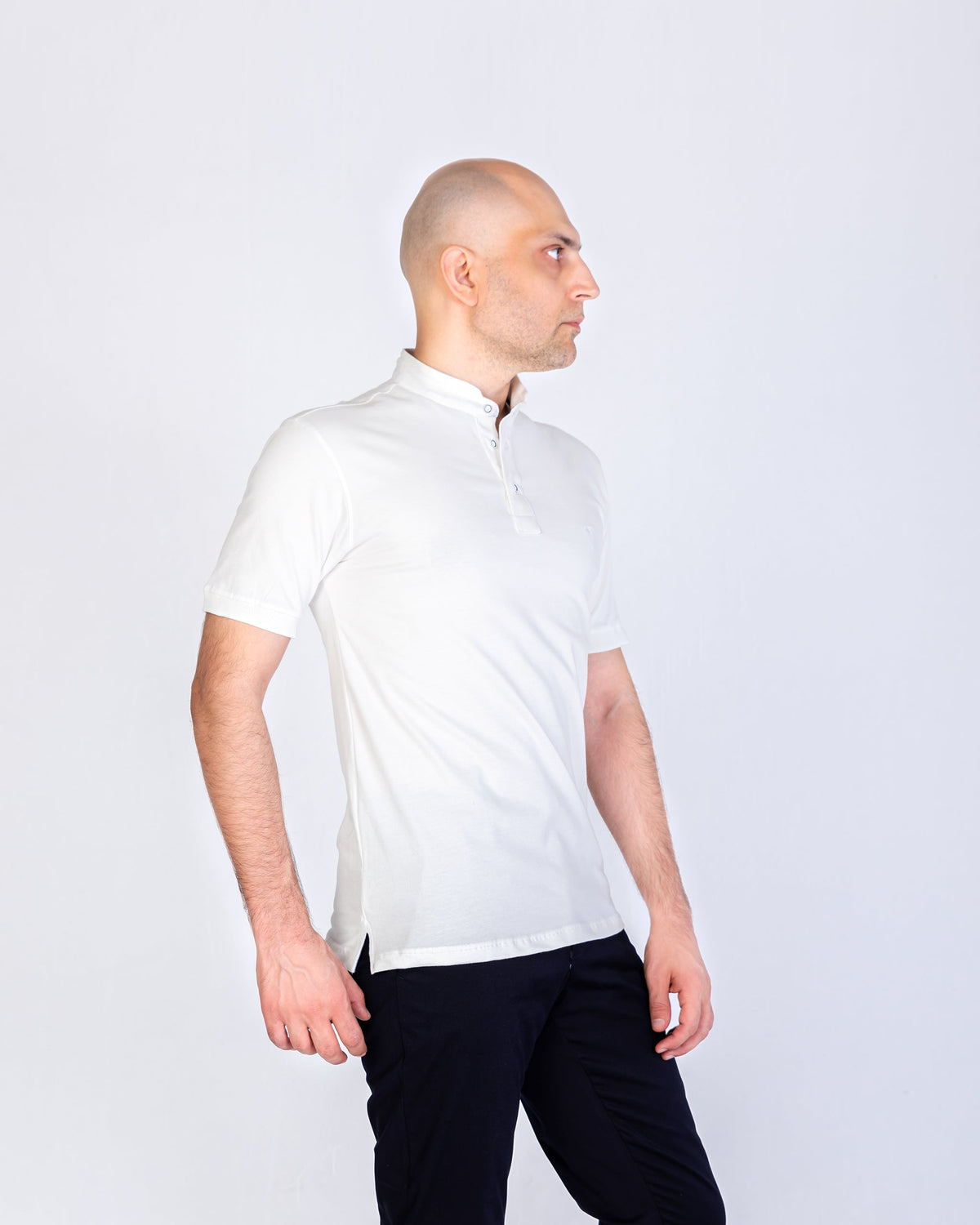 T-Shirt Col Mao - White