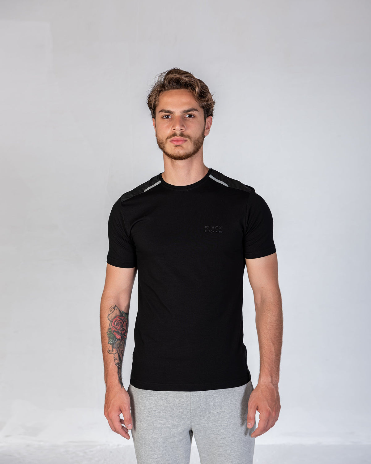 T-Shirt Cotton Lycra  Athletic Design - Black