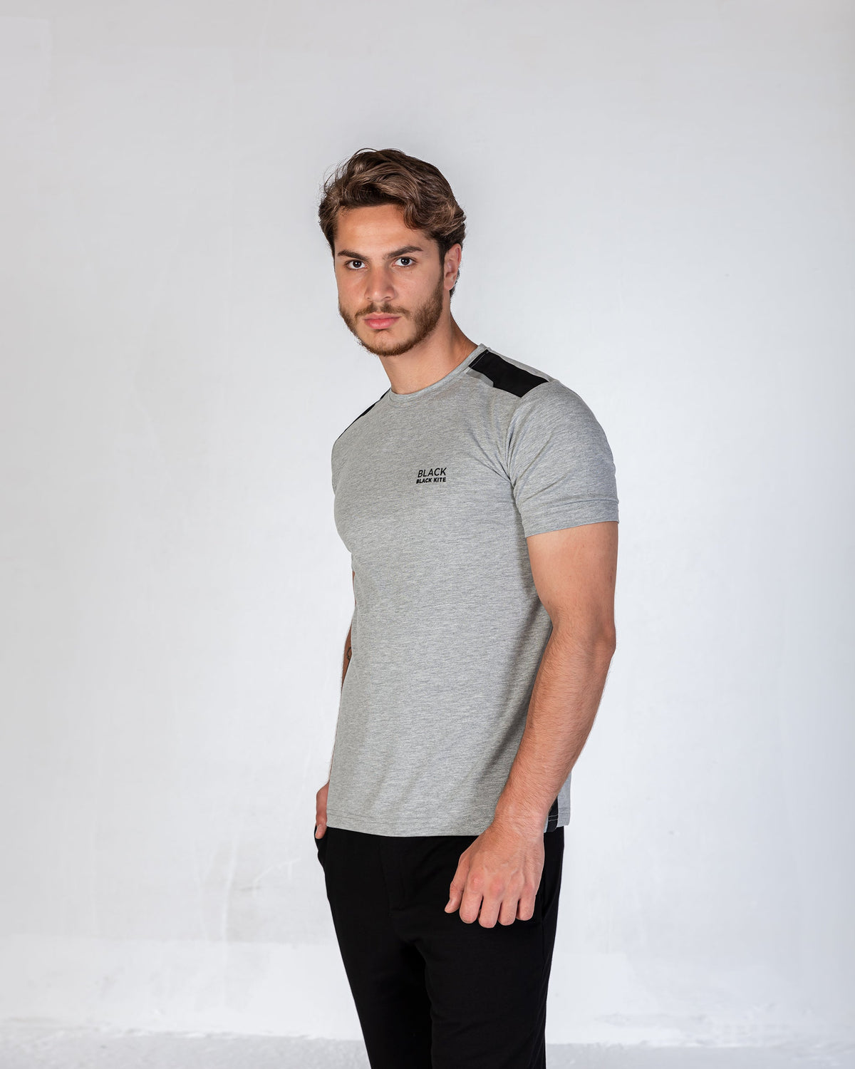 T-Shirt Cotton Lycra  Athletic Design - Grey