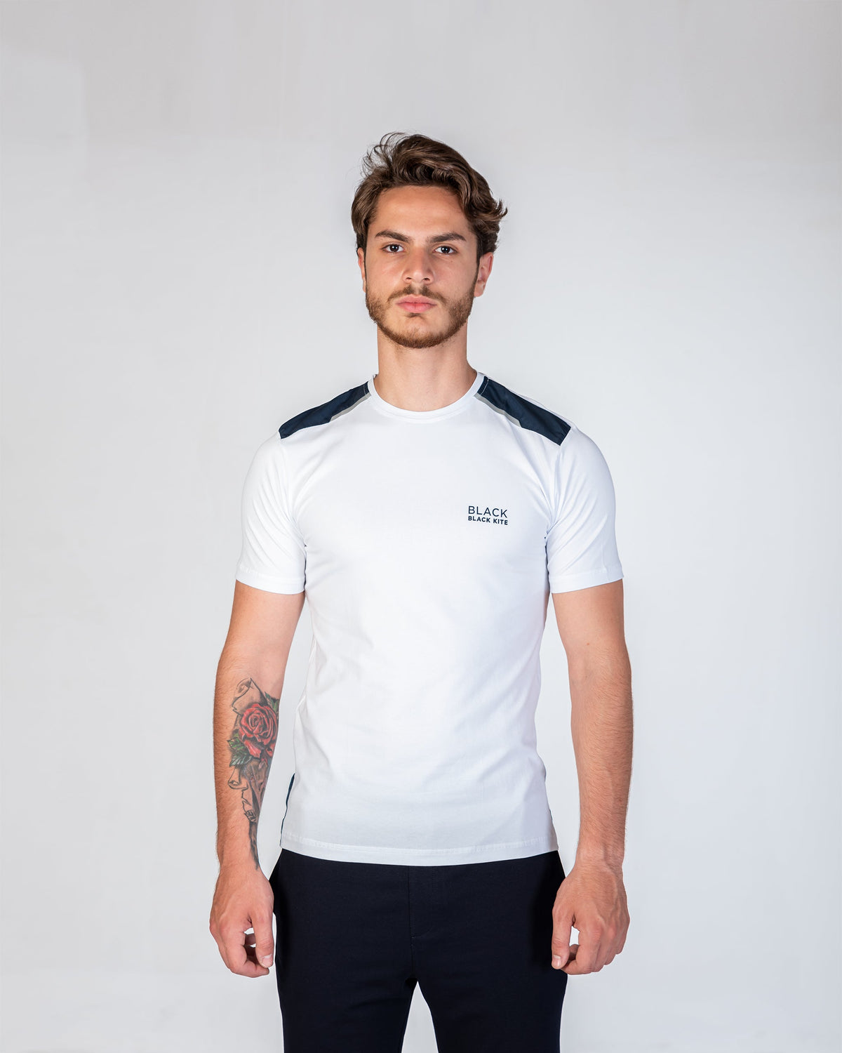 T-Shirt Cotton Lycra  Athletic Design - White