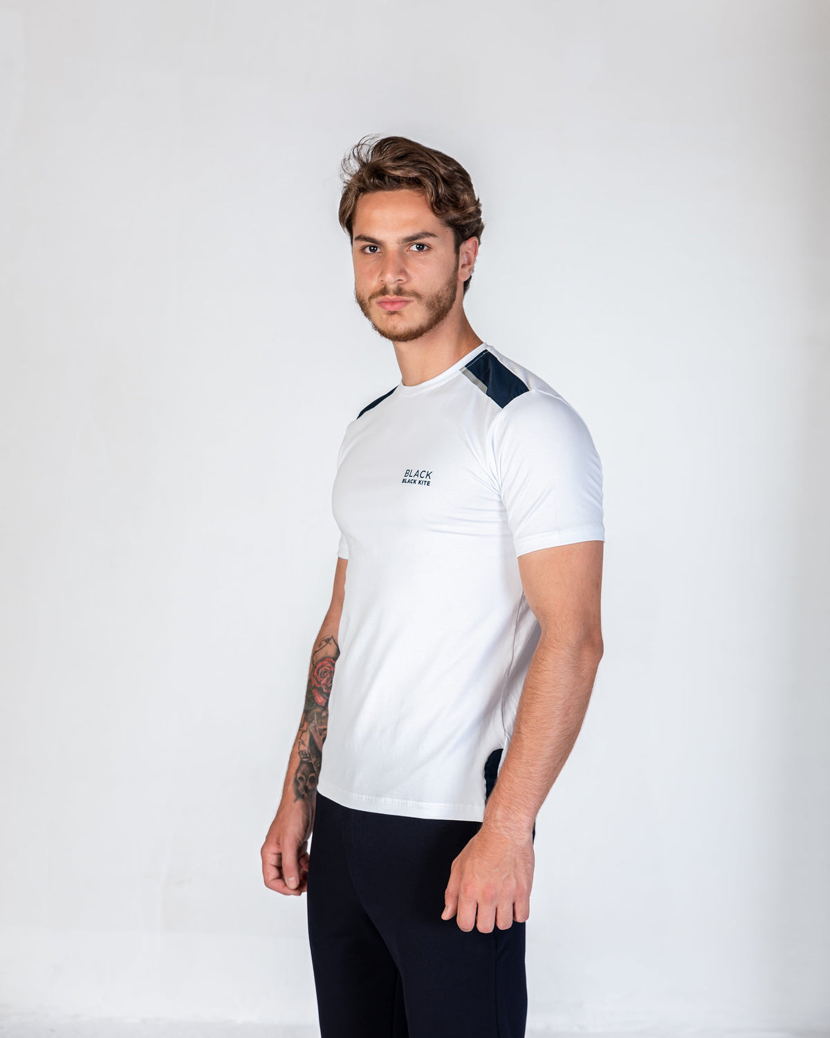 T-Shirt Cotton Lycra  Athletic Design - White