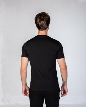 T-Shirt Cotton Lycra Round Neck Plain - Black