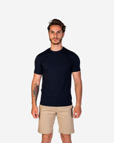 T-Shirt Cotton Lycra Round Neck Plain - Navy